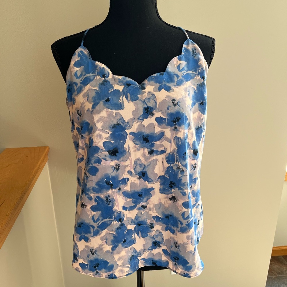 J. Crew Factory water color floral spaghetti adjustable strap cami/tank top. 6